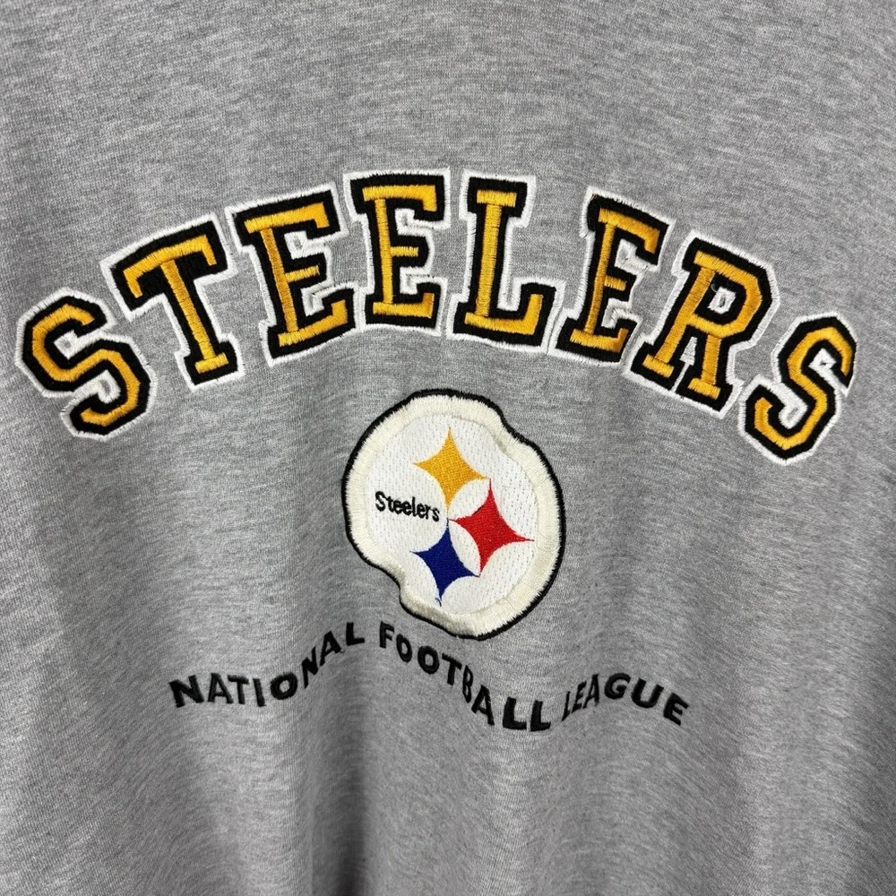 Vintage 90s Lee Sports Pittsburgh Steelers NFL Pullover Hooded Sweatshirt Size L - Picture 2 of 9